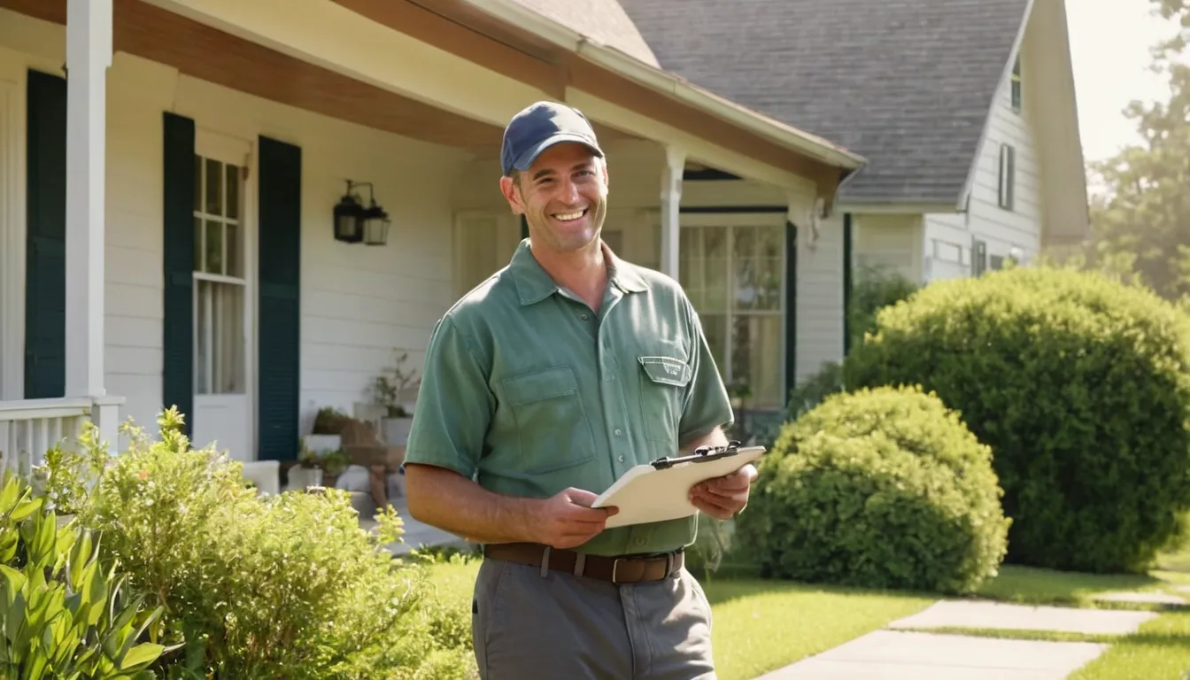 A friendly local provider speaking with a homeowner at the front door of a frame house in Wadsworth